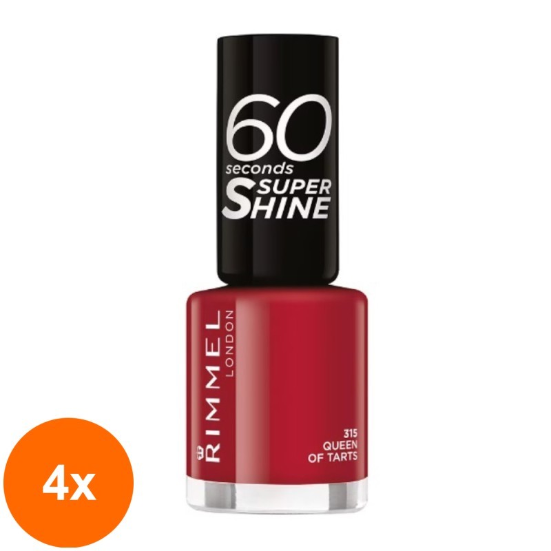 Set 4 x Lac de Unghii Rimmel London 60 Seconds Shine, 315, 8 ml