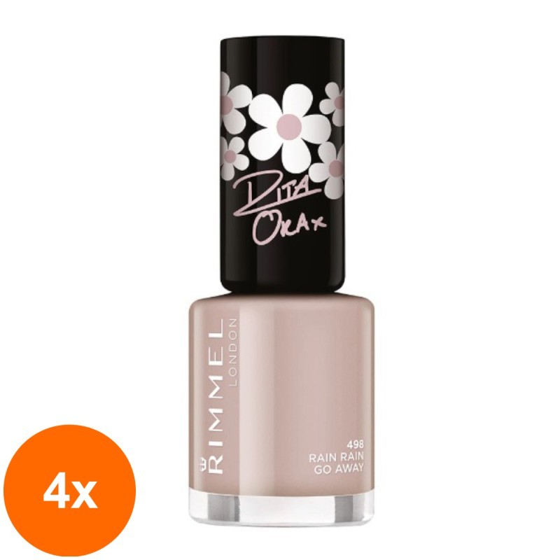 Set 4 x Lac de Unghii Rimmel London 60 Seconds Shine, 498, 8 ml