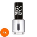 Set 4 x Lac de Unghii Rimmel London 60 Seconds Super Shine, 740, 8 ml