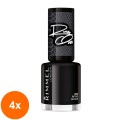 Set 4 x Lac de Unghii Rimmel London 60 Seconds Super Shine, Rita Ora 900 Rita's Black, 8 ml