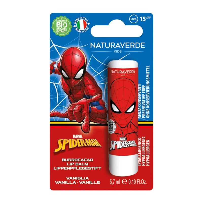 Set 4 x Luciu de Buze Naturaverde Kids Spiderman, Vanilie, SPF 15, 5.7 ml