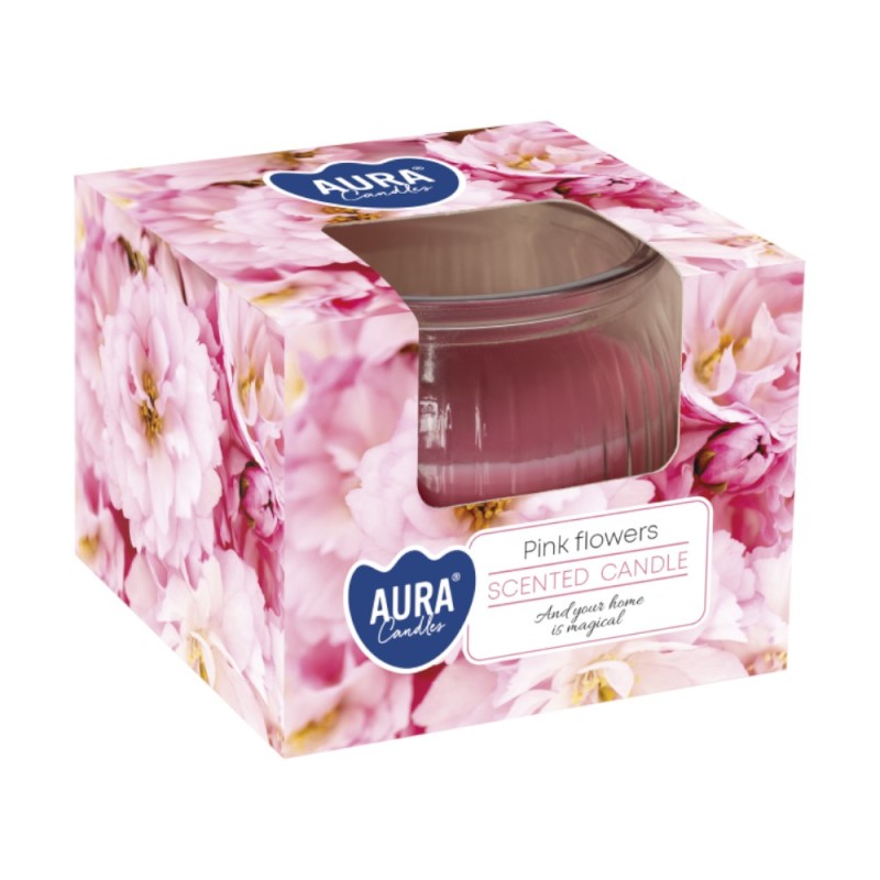 Set 4 x Lumanare Parfumata, Bispol, Flori Roz