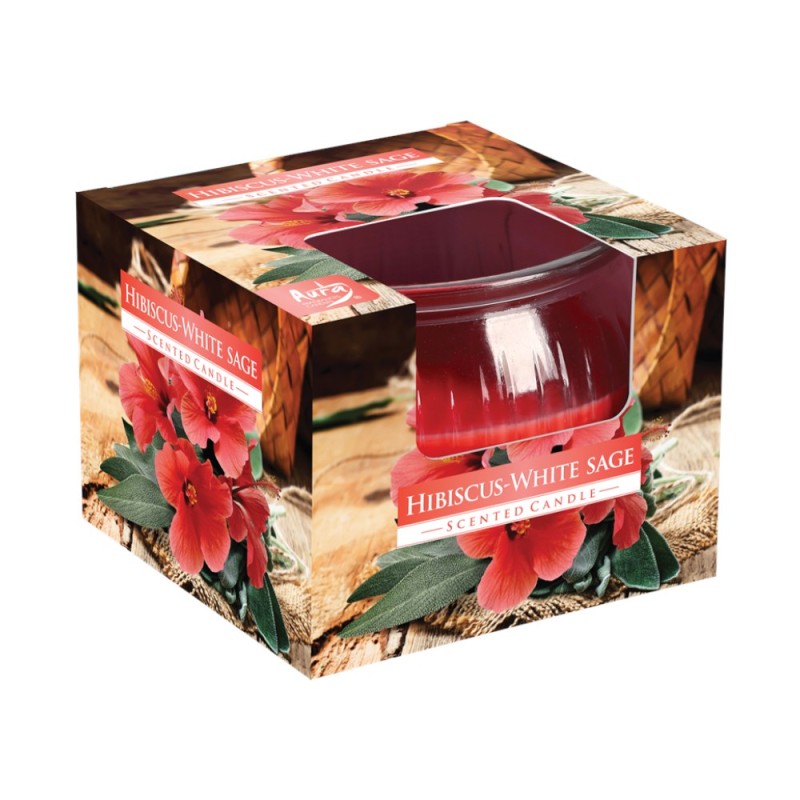Set 4 x Lumanare Parfumata in Pahar Hibiscus si Salvie Alba, 18 Ore