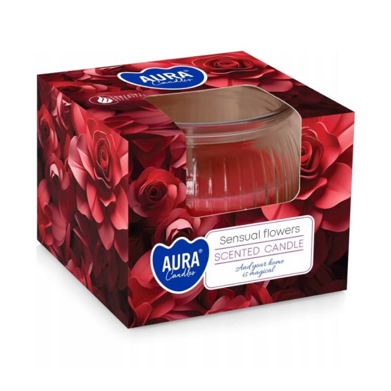 Set 4 x Lumanare Parfumata in Pahar, Sensual Flowers, Timp de Ardere 18 Ore, Aura