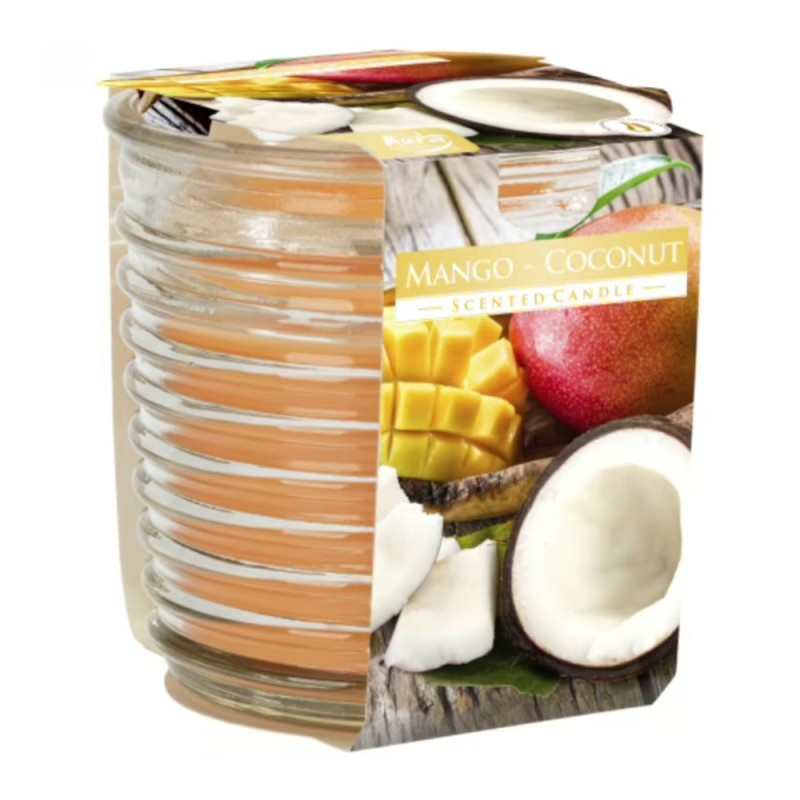 Set 4 x Lumanare Parfumata in Pahar Spirala, Mango si Cocos, 28 Ore