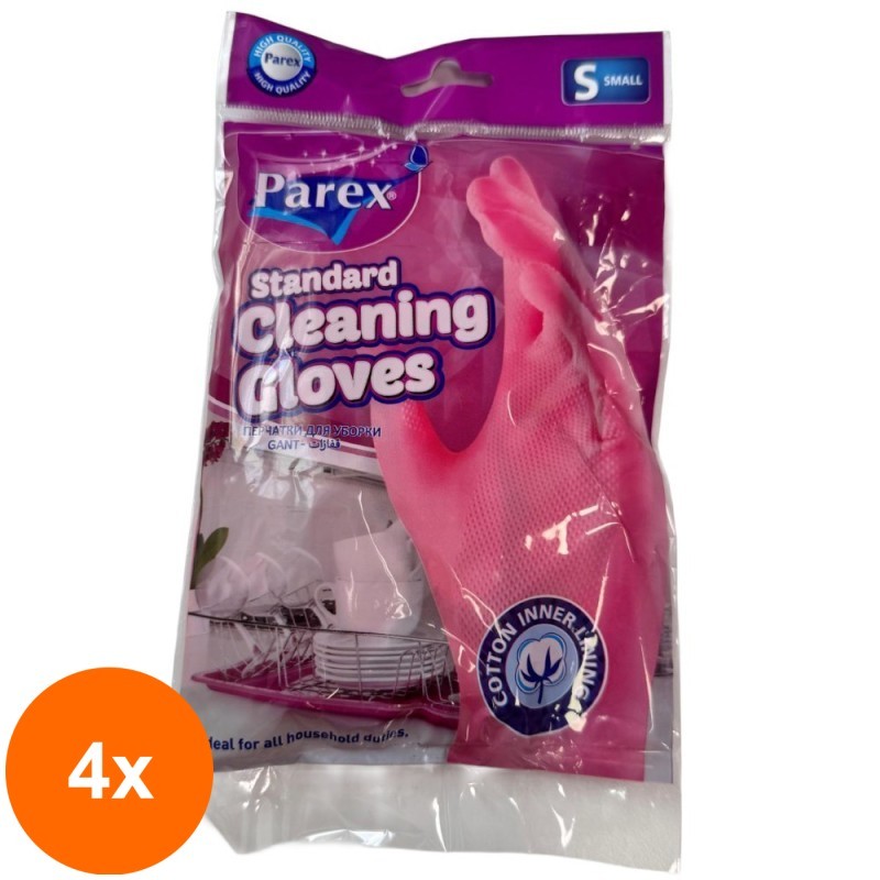 Set 4 x Manusi Curatenie Parex Standard, cu Bumbac, Marimea S
