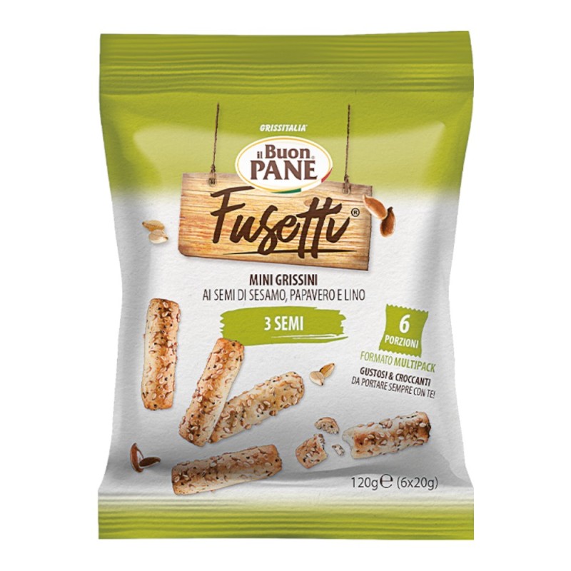 Set 4 x Mini Grisine cu Ulei de Masline si Seminte de In, Susan si Mac Fusetti Il Buon Pane, 120 g