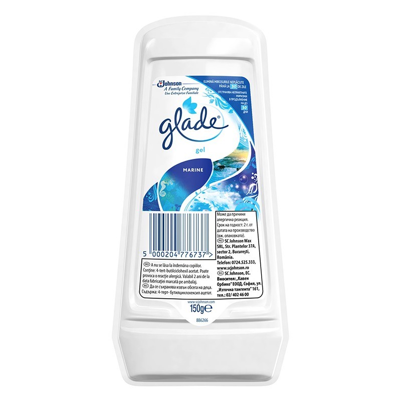 Set 4 x Odorizant de Aer pentru Camera Gel Solid Glade Marine, 150 g