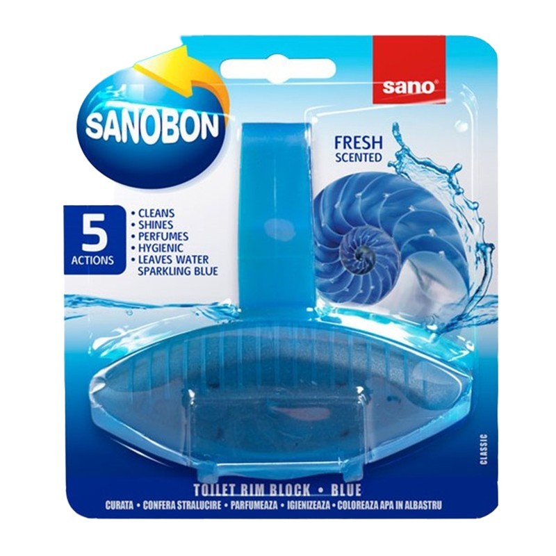 Set 4 x Odorizant Toaleta Solid Sano Bon 5 in 1 Fresh, Blue, 55 g