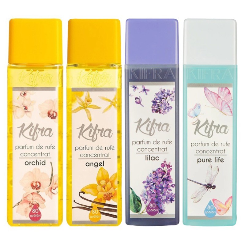 Set 4 x Parfum de Rufe Kifra, Liliac, Orhidee, Fresh, Vanilie, 80 Spalari, 200 ml