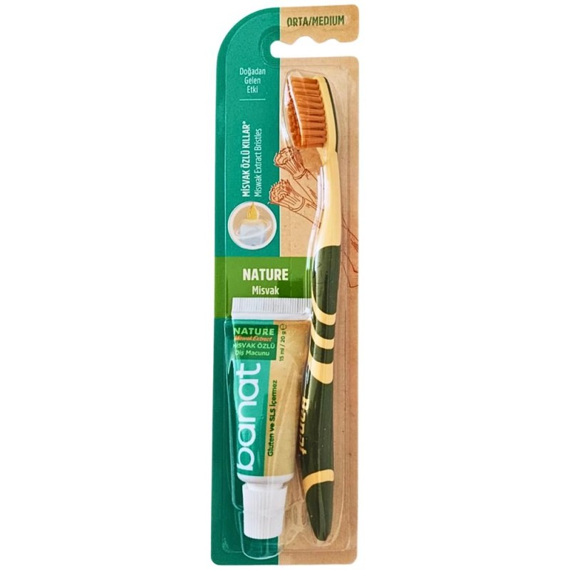 Set 4 x Pasta de Dinti Banat Miswak, 15 ml si Periuta de Dinti Banat Miswak