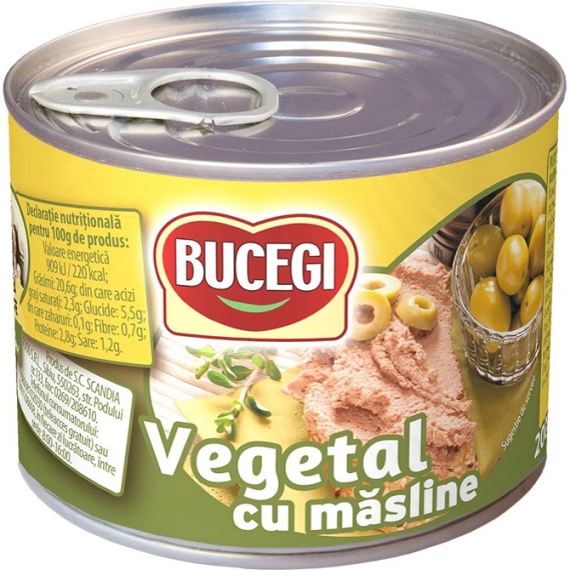 Set 4 x Pasta Vegetala Tartinabila cu Masline Bucegi, 200 g