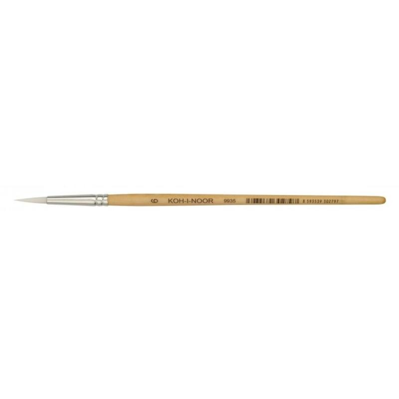 Set 4 x Pensula Varf Ascutit, Nr.6, Par Sintetic, Corp Lemn Natur, Koh-I-Noor