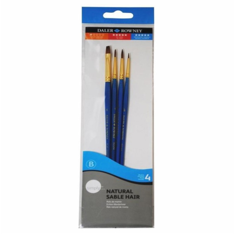 Set 4 x Pensule Acuarela Par Veverita, Simply Daler Rowney