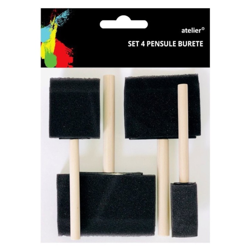 Set 4 x Pensule din Burete, Late, Atelier