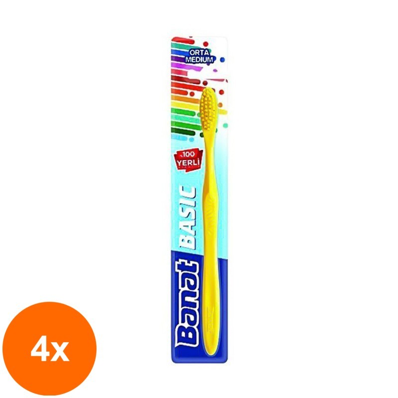 Set 4 x Periuta de Dinti Banat, Basic Medium