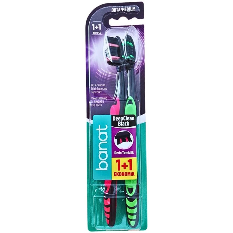 Set 4 x Periuta de Dinti Banat, Deep Clean Black Medium