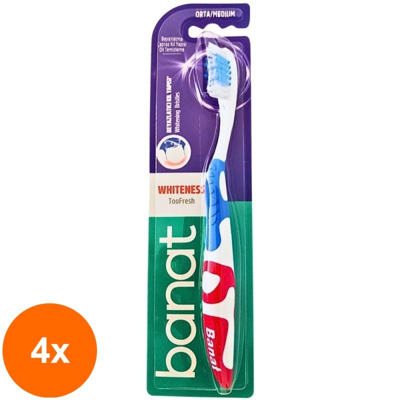 Set 4 x Periuta de Dinti Banat Tri Action Fresh Medium