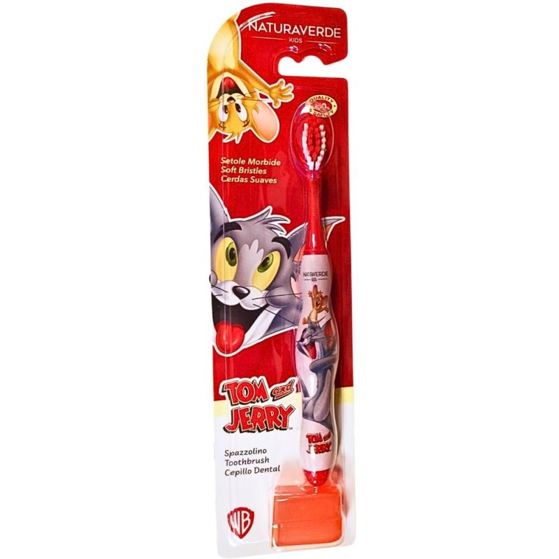 Set 4 x Periuta de Dinti Naturaverde Kids Tom & Jerry, pentru Copii, cu Peri Moi