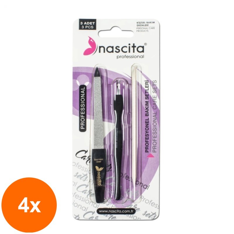 Set 4 x Pila, Cutit pentru Cuticule si Betisor Nascita Professional