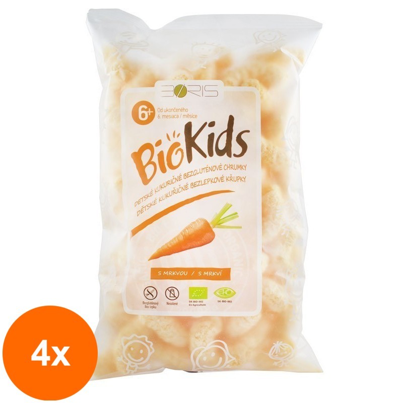 Set 4 x Pufuleti Bio cu Morcovi, 55 g Biokids