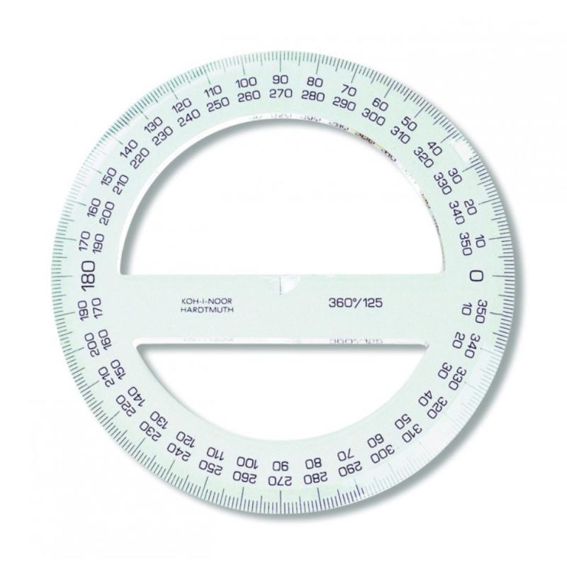 Set 4 x Raportor din Polistiren Transparent 360 / 125 mm, Koh-I-Noor Cristal