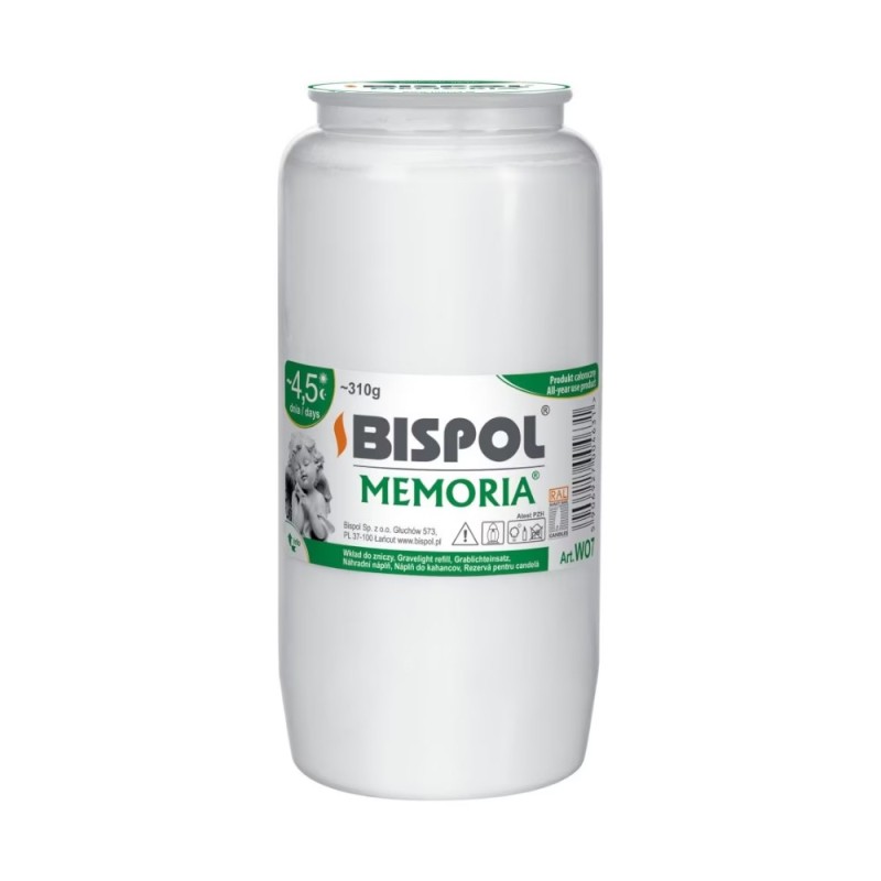 Set 4 x Rezerva Candela Bispol cu Ulei Alb, 100 Ore, Inaltime 14 cm