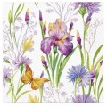 Set 4 x Servetele in 3 Straturi, Iris With Butterfly, 33 x 33 cm, 20 Bucati, Elcadis