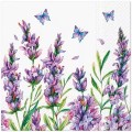 Set 4 x Servetele in 3 Straturi, Lavender Butterfly, 33 x 33 cm, 20 Bucati, Elcadis