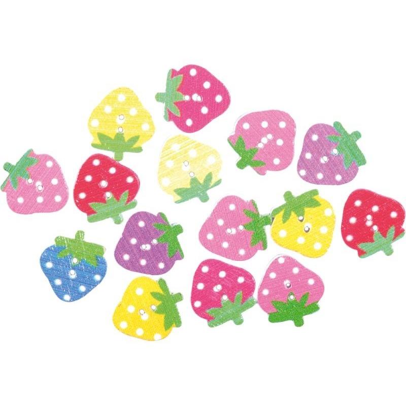 Set 4 x Set pentru Artizanat, Capsuni din Lemn, 15 Bucati