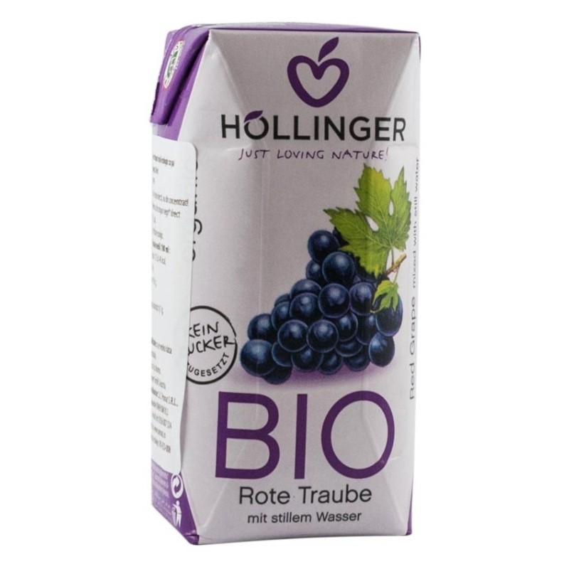 Set 4 x Suc de Struguri Rosii BIO cu Pai, 200 ml, Hollinger