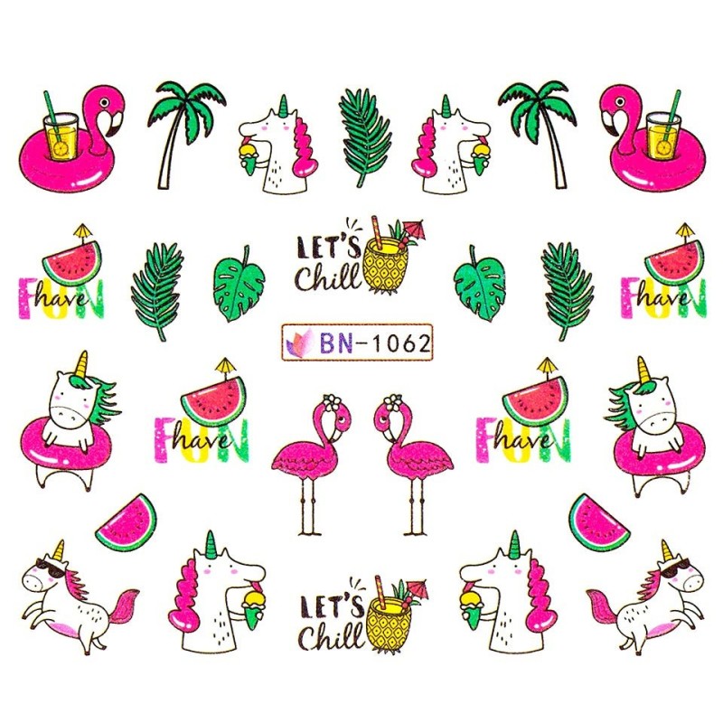 Set 4 x Tatuaj Unghii Luxorise Flamingo Summer, Bn-1062