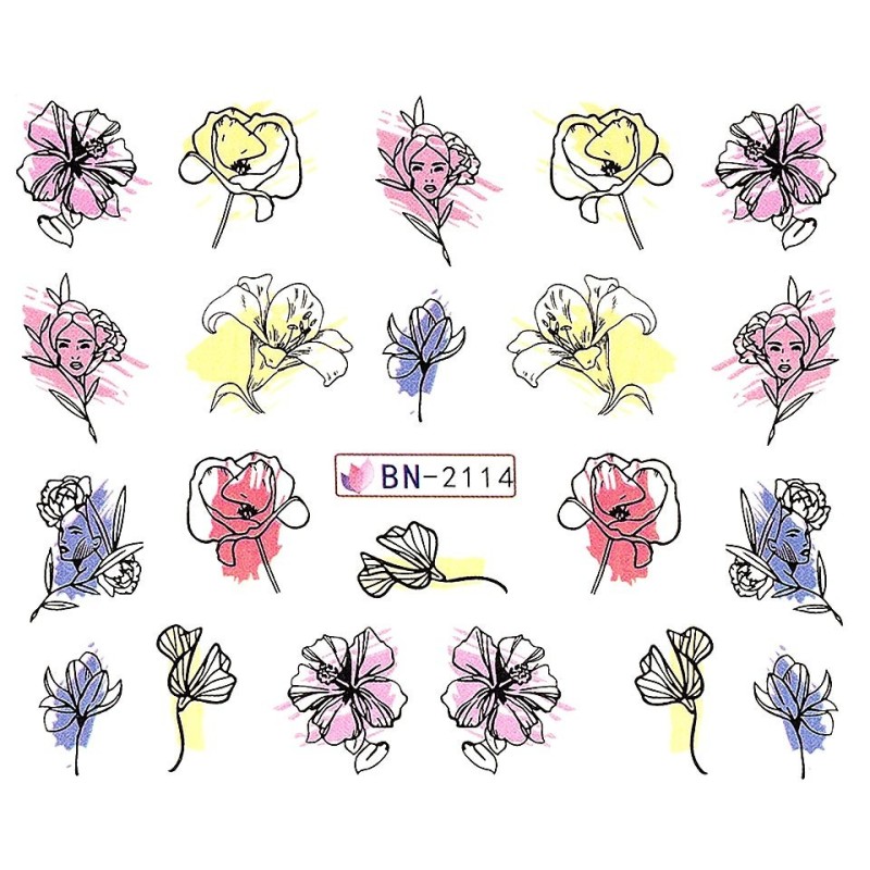 Set 4 x Tatuaj Unghii Luxorise Flower Crush, Bn-2114