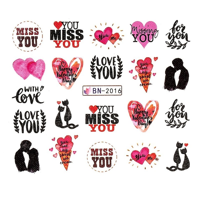 Set 4 x Tatuaj Unghii Luxorise Kiss Me, Bn-2069