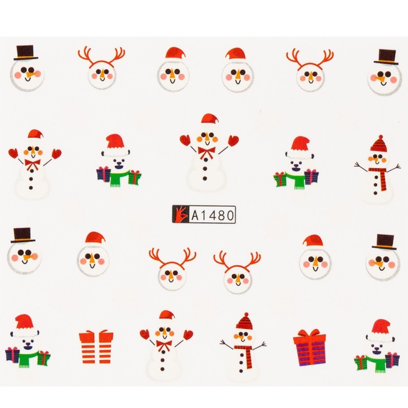Set 4 x Tatuaj Unghii Luxorise Snowmen Funny, A1480