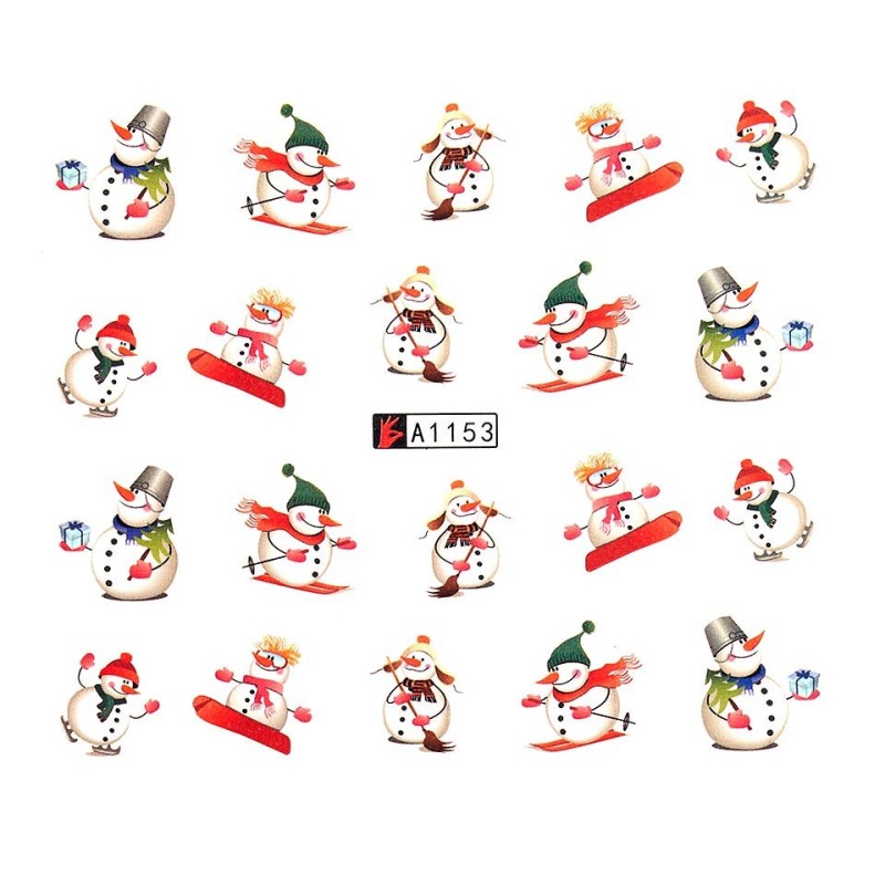 Set 4 x Tatuaj Unghii Luxorise Snowmen Rush, A1153