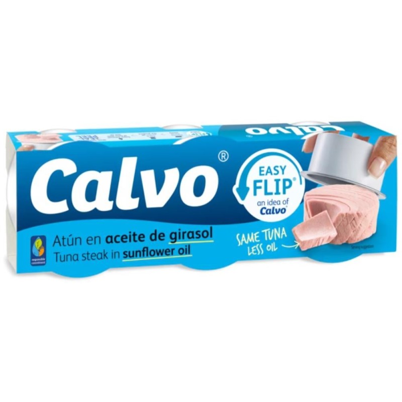 Set 4 x Ton in Ulei de Floarea Soarelui, Calvo Easy Flip, 3 x 65 g