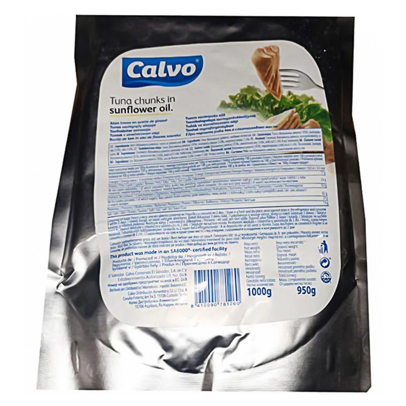 Set 4 x Ton in Ulei de Floarea Soarelui Pouch, Calvo, 1 kg
