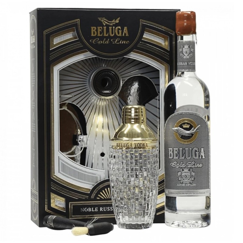 Set 4 x Vodka Beluga Gold Line, 40%, 0.7 l cu Shaker