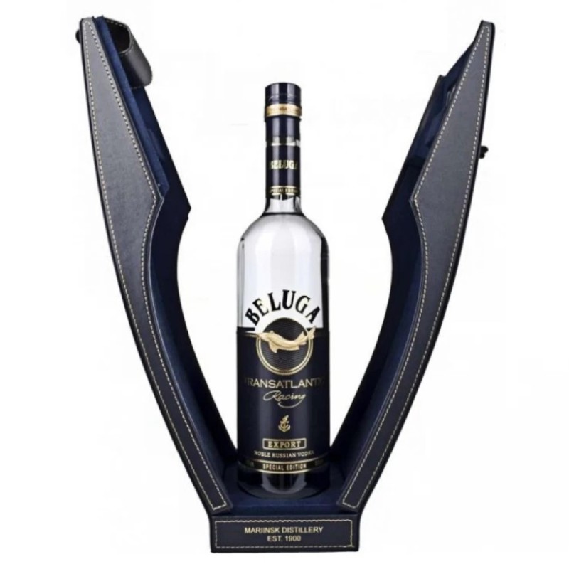 Set 4 x Vodka Beluga Transatlantic Gift Box, Cutie din Piele, 40%, 0.7 l