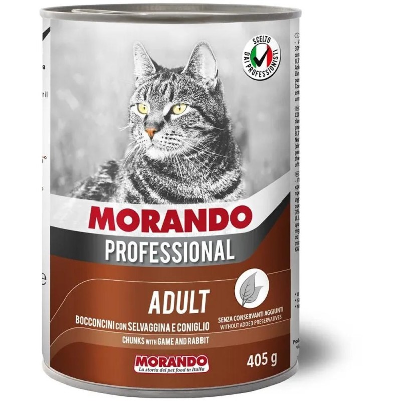 Set 44 x Hrana Pisici Adulte Morando Professional, Bucati cu Vanat si Iepure, Conserva, 405 g