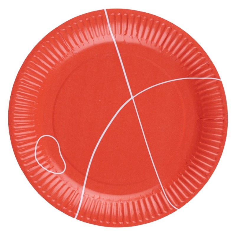 Set 5 x 12 Farfurii Biodegradabile din Carton, 18 cm, Rotunde, Rosii