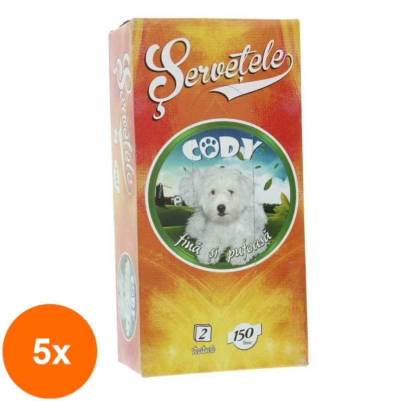 Set 5 x 150 Servetele Faciale Cody
