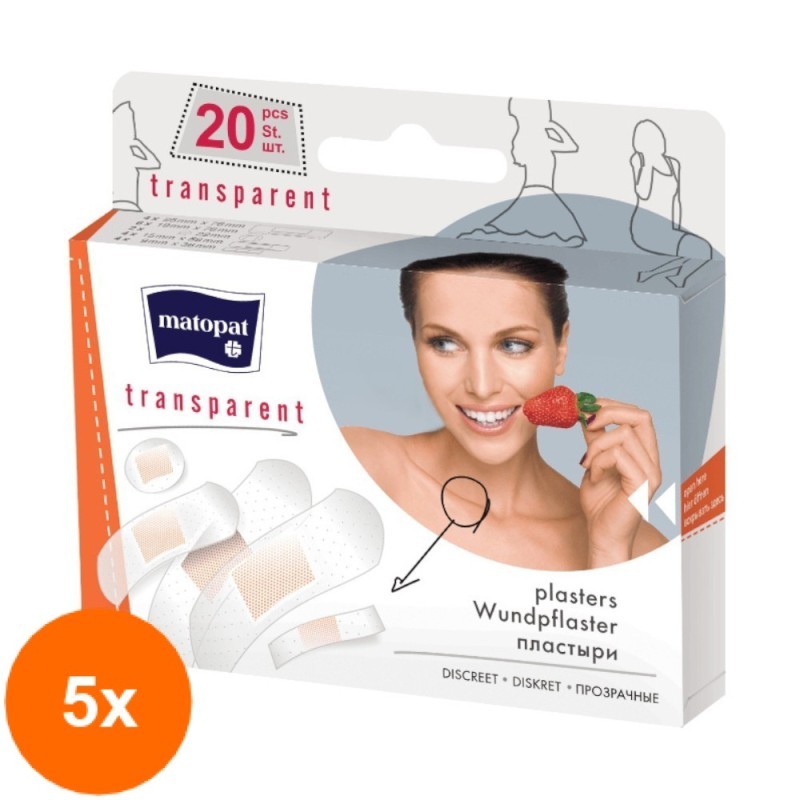 Set 5 x 20 Plasturi Transparenti Bella
