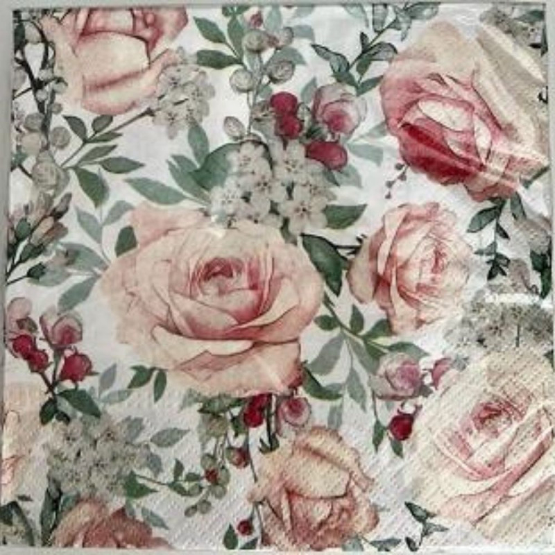 Set 5 x 20 Servetele in Trei Straturi, 33 x 33 cm, Motive Florale, Mixate