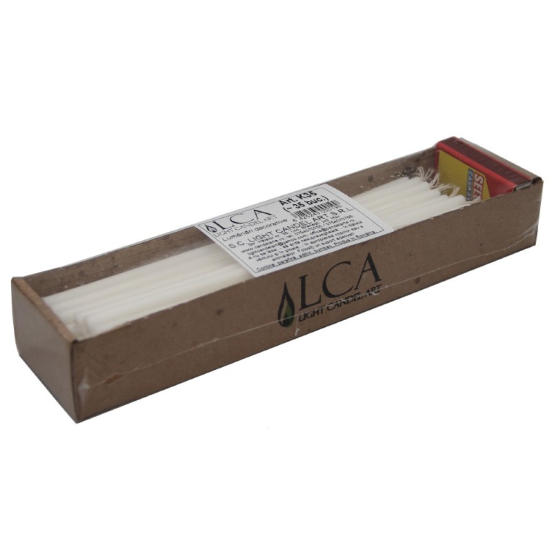 Set 5 x 35 Lumanari Albe, Menaj cu Chibrit Inclus