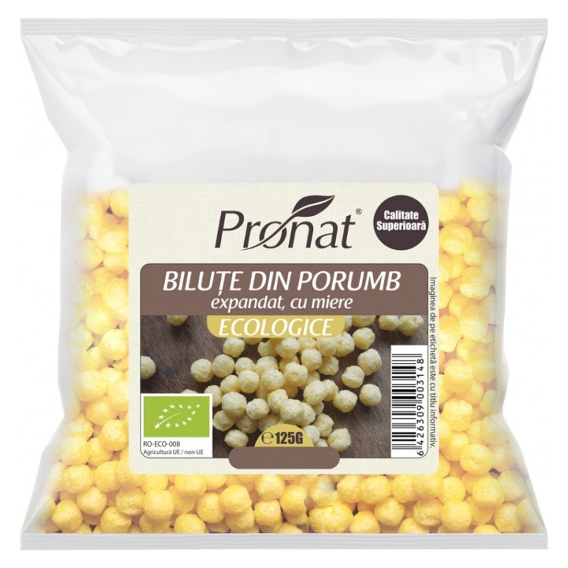 Set 5 x Bilute BIO din Porumb Expandat cu Miere, 125 g, Pronat