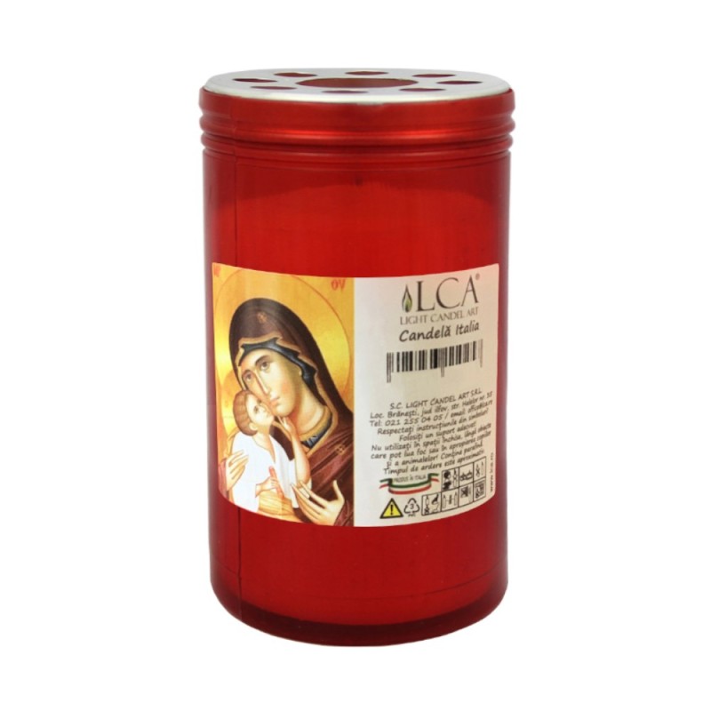 Set 5 x Candela Plastic cu Capac Anti-Vant Rosu 50 Ore