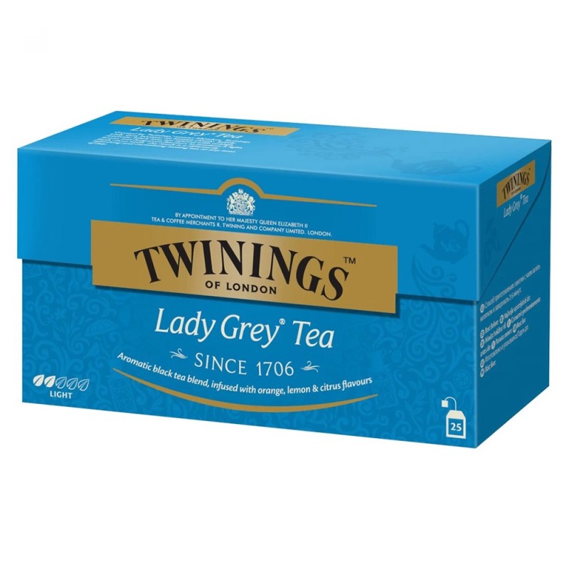Set 5 x Ceai Twinings Negru cu Aroma Citrice, Lady Grey, 25 x 2 g