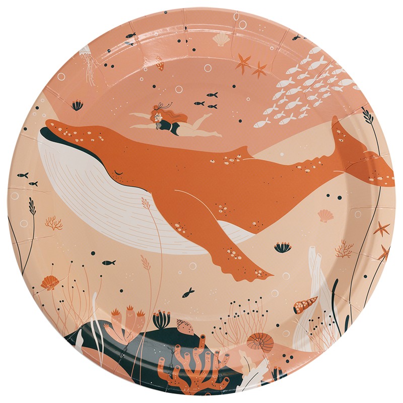 Set 5 x Farfurii Petrecere Copii, Biodegradabile, Compostabile Oceania, 23 cm, 12 buc